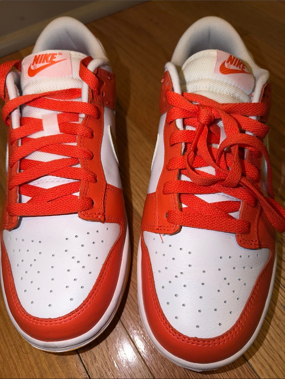 Nike Kids White and Bright Orange Low-Top Sneakers